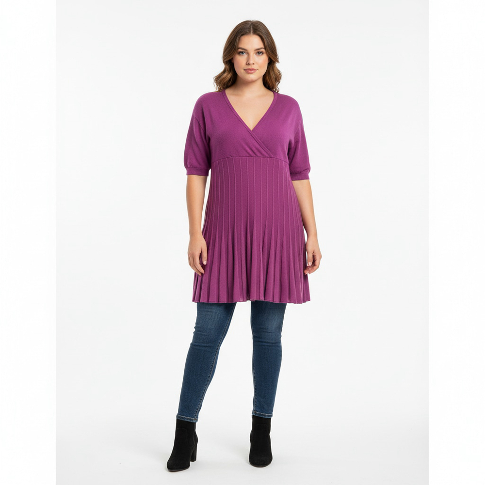 LANE BRYANT Fuchsia Acrylic V-Neck Long Top Sweater Size 18/20